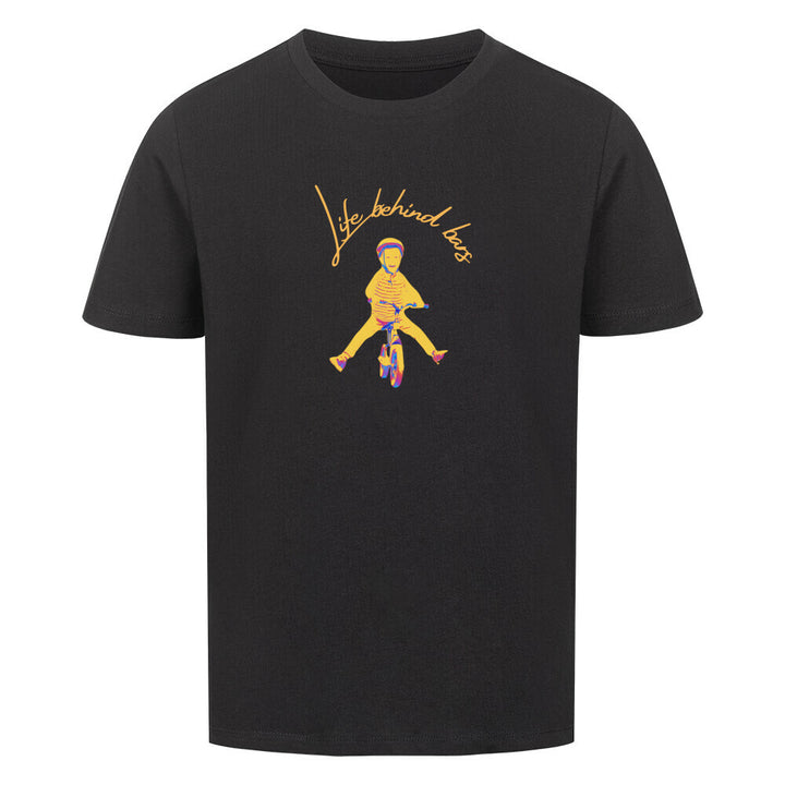 Kinder-T-Shirt Life Behind Bars – Fröhliches Fahrrad-Motiv mit Spruch – 100% Bio-Baumwolle, perfekt für kleine Radfahrer