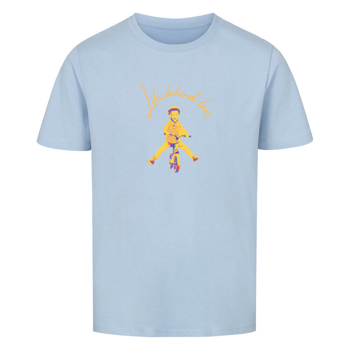 Kinder-T-Shirt Life Behind Bars – Fröhliches Fahrrad-Motiv mit Spruch – 100% Bio-Baumwolle, perfekt für kleine Radfahrer