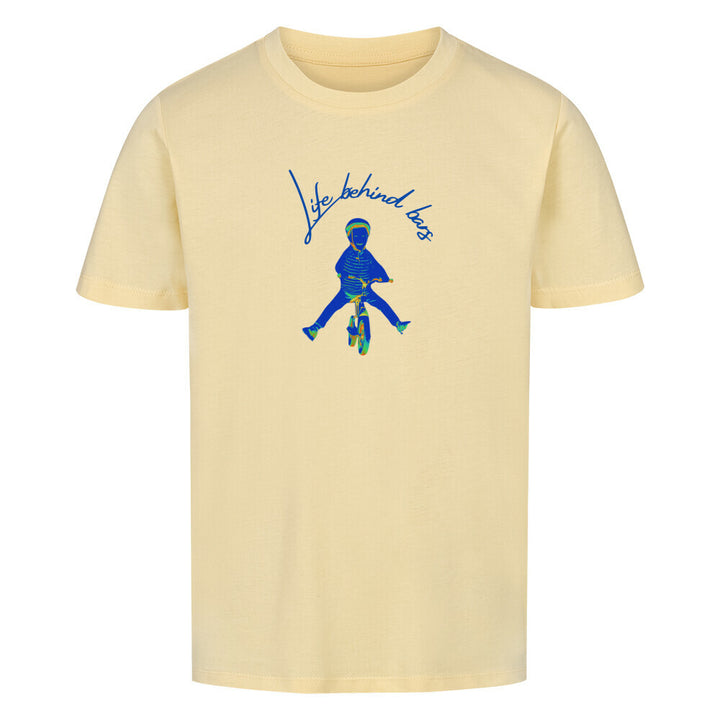 Kinder-T-Shirt Life Behind Bars – Fröhliches Fahrrad-Motiv mit Spruch – 100% Bio-Baumwolle, perfekt für kleine Radfahrer