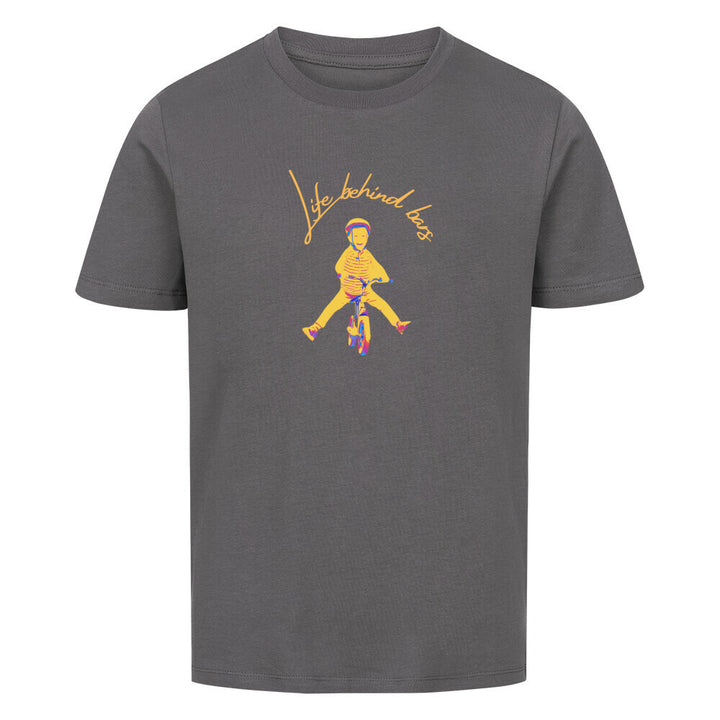 Kinder-T-Shirt Life Behind Bars – Fröhliches Fahrrad-Motiv mit Spruch – 100% Bio-Baumwolle, perfekt für kleine Radfahrer