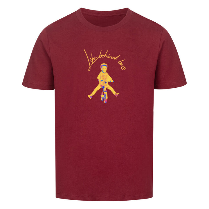 Kinder-T-Shirt Life Behind Bars – Fröhliches Fahrrad-Motiv mit Spruch – 100% Bio-Baumwolle, perfekt für kleine Radfahrer