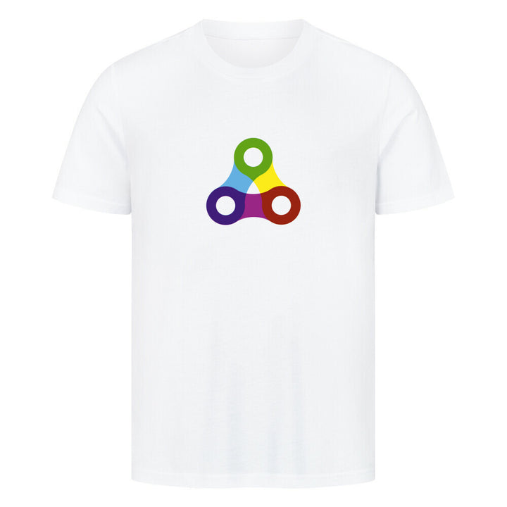 Chain Unity T-Shirt – Buntes Fahrradketten-Design mit drei verbundenen Kettengliedern, ideal für Radfahrer & Technikfans