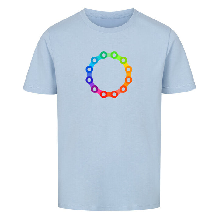Rainbow Chain Ring Bio-Kinder-Shirt – Nachhaltiges Fahrradshirt mit buntem Kettenring-Design für kleine Radfahrer