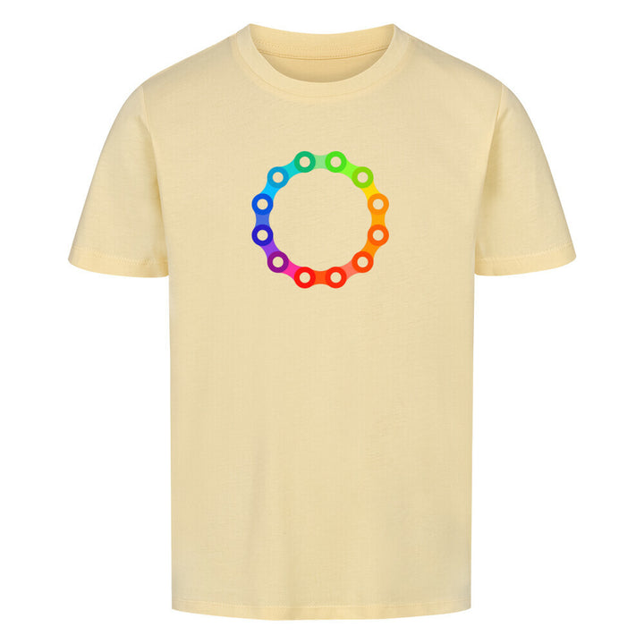 Rainbow Chain Ring Bio-Kinder-Shirt – Nachhaltiges Fahrradshirt mit buntem Kettenring-Design für kleine Radfahrer