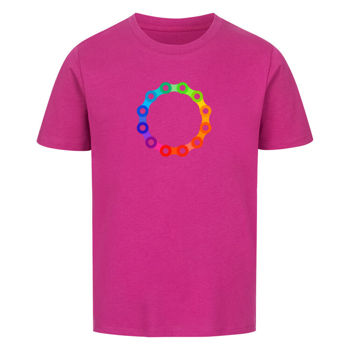 Rainbow Chain Ring Bio-Kinder-Shirt – Nachhaltiges Fahrradshirt mit buntem Kettenring-Design für kleine Radfahrer