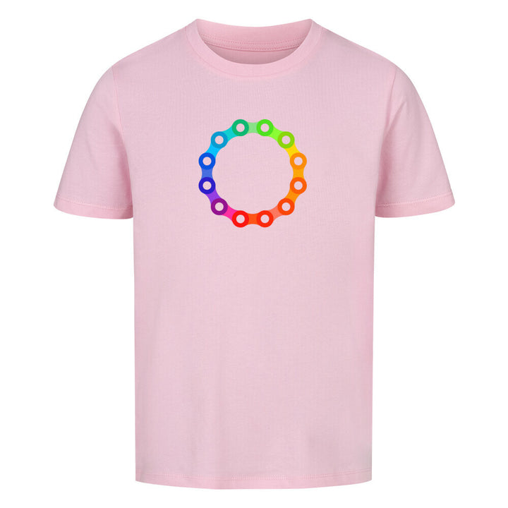 Rainbow Chain Ring Bio-Kinder-Shirt – Nachhaltiges Fahrradshirt mit buntem Kettenring-Design für kleine Radfahrer