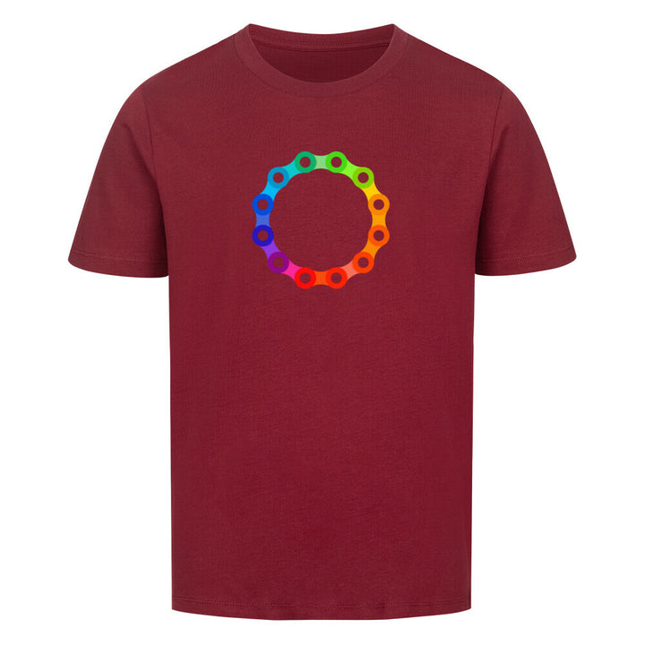 Rainbow Chain Ring Bio-Kinder-Shirt – Nachhaltiges Fahrradshirt mit buntem Kettenring-Design für kleine Radfahrer