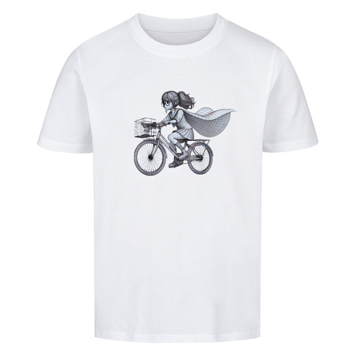 Bio-Kinder-T-Shirt – Fahrradheldin mit Cape, nachhaltige Baumwolle für kleine Radfahrer:innen & Abenteurer:innen