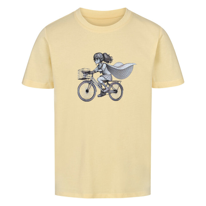 Bio-Kinder-T-Shirt – Fahrradheldin mit Cape, nachhaltige Baumwolle für kleine Radfahrer:innen & Abenteurer:innen