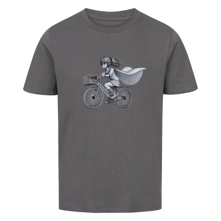 Bio-Kinder-T-Shirt – Fahrradheldin mit Cape, nachhaltige Baumwolle für kleine Radfahrer:innen & Abenteurer:innen