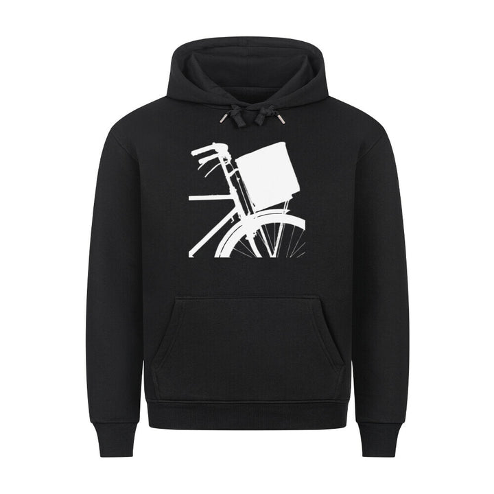 Minimalistischer Fahrrad Hoodie – Urban Style mit Korb-Motiv in Schwarz-Weiß