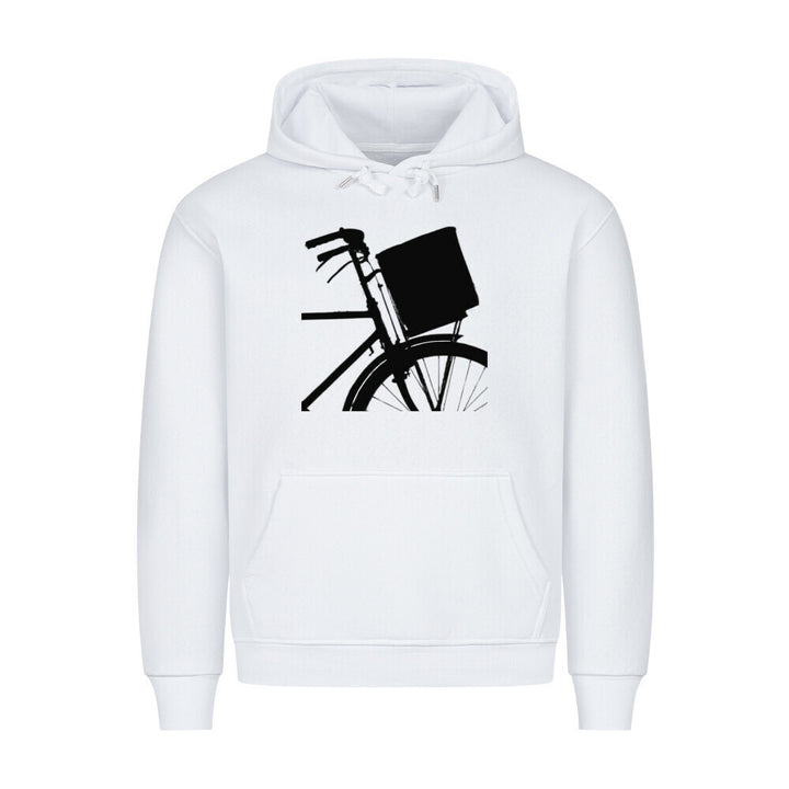Minimalistischer Fahrrad Hoodie – Urban Style mit Korb-Motiv in Schwarz-Weiß