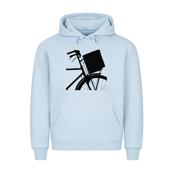 Minimalistischer Fahrrad Hoodie – Urban Style mit Korb-Motiv in hellblau