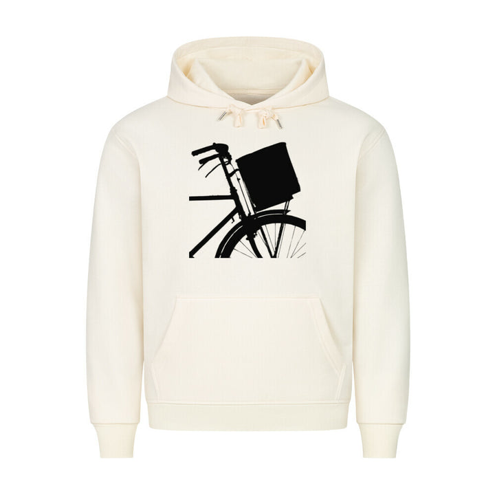 Minimalistischer Fahrrad Hoodie – Urban Style mit Korb-Motiv in beige