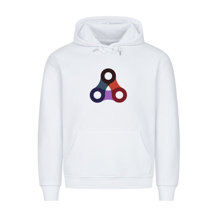 Hoodie mit Fahrradketten-Dreieck in Rot-Grau-Lila – Minimalistisches Bike-Design