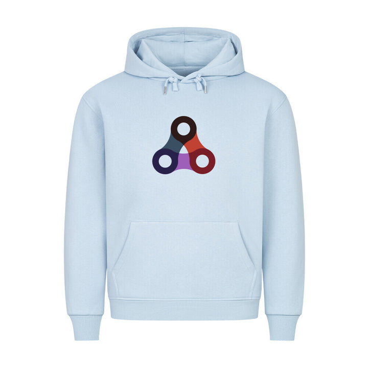 Hoodie mit Fahrradketten-Dreieck in Rot-Grau-Lila – Minimalistisches Bike-Design