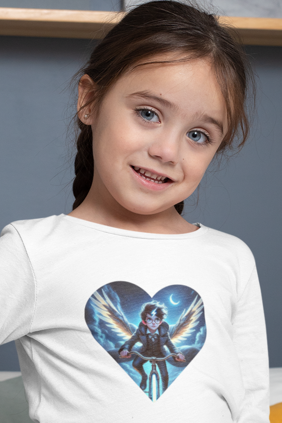 Magisches Kinder-T-Shirt – Junge auf Zauberfahrrad