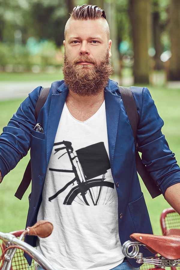 Kicknick T-Shirt für Erwachsene mit minimalistischen Fahrrad- und Korb-Design – Symbol für Freiheit und Picknick-Vibes