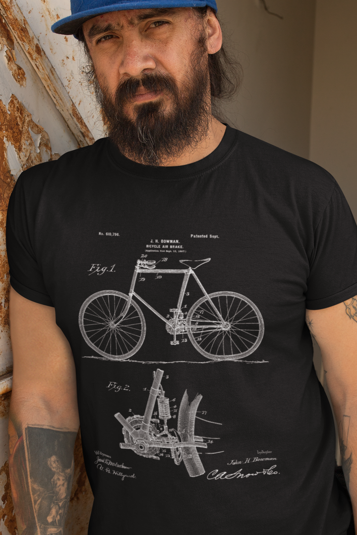 Patent Racer T-Shirt – Historisches Fahrrad-Patent Design im Vintage-Stil für Technik-Fans & Radfahrer