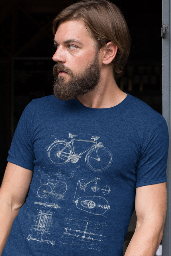 Bicycle Blueprint T-Shirt – Detailliertes Fahrrad-Patent Design im Retro-Stil für Technik-Fans & Radfahrer