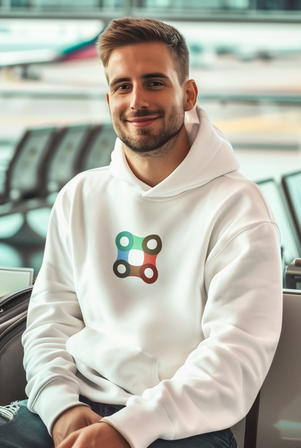 Hoodie – Chain Square in Grün, Blau & Rot